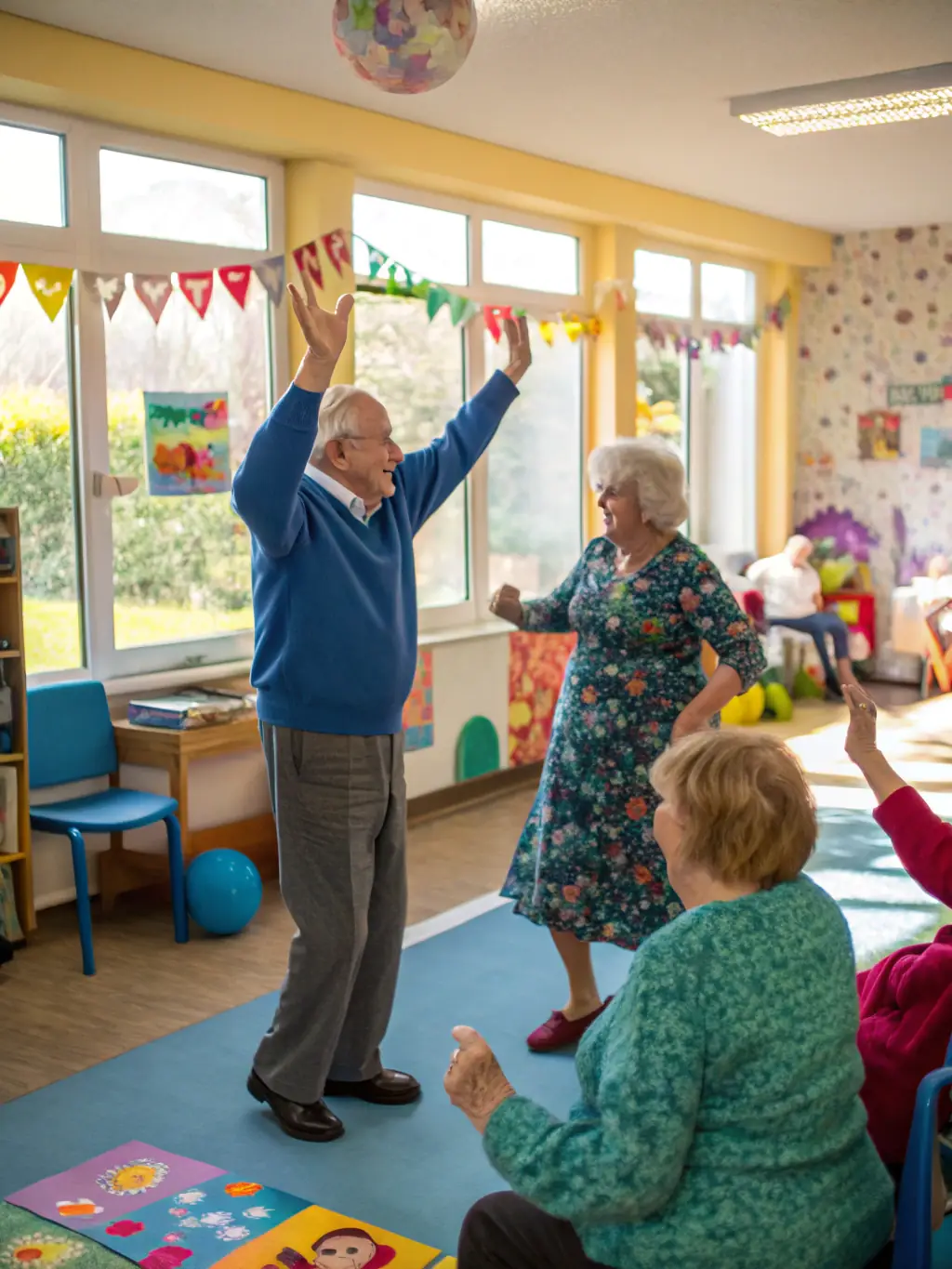 A picture of a music therapy session for seniors, demonstrating ASS RYTMIC MUSIC's dedication to using music for therapeutic purposes and improving the well-being of the elderly.